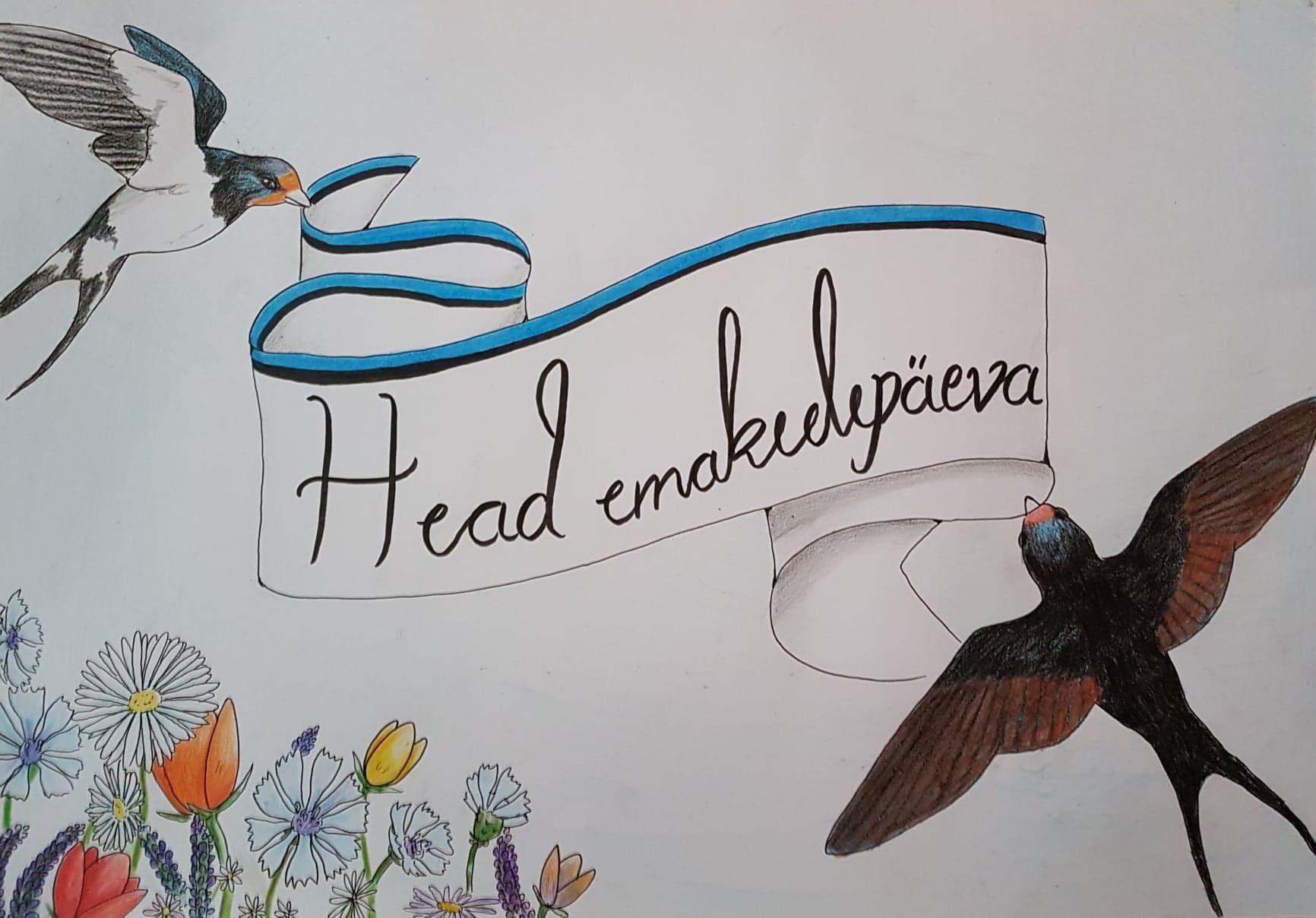 Emakeelepäeva plakat 2019 Särevere õppekohas. Autorid PH-18 õpilased Carolina Repnau ning Lileen Irv.